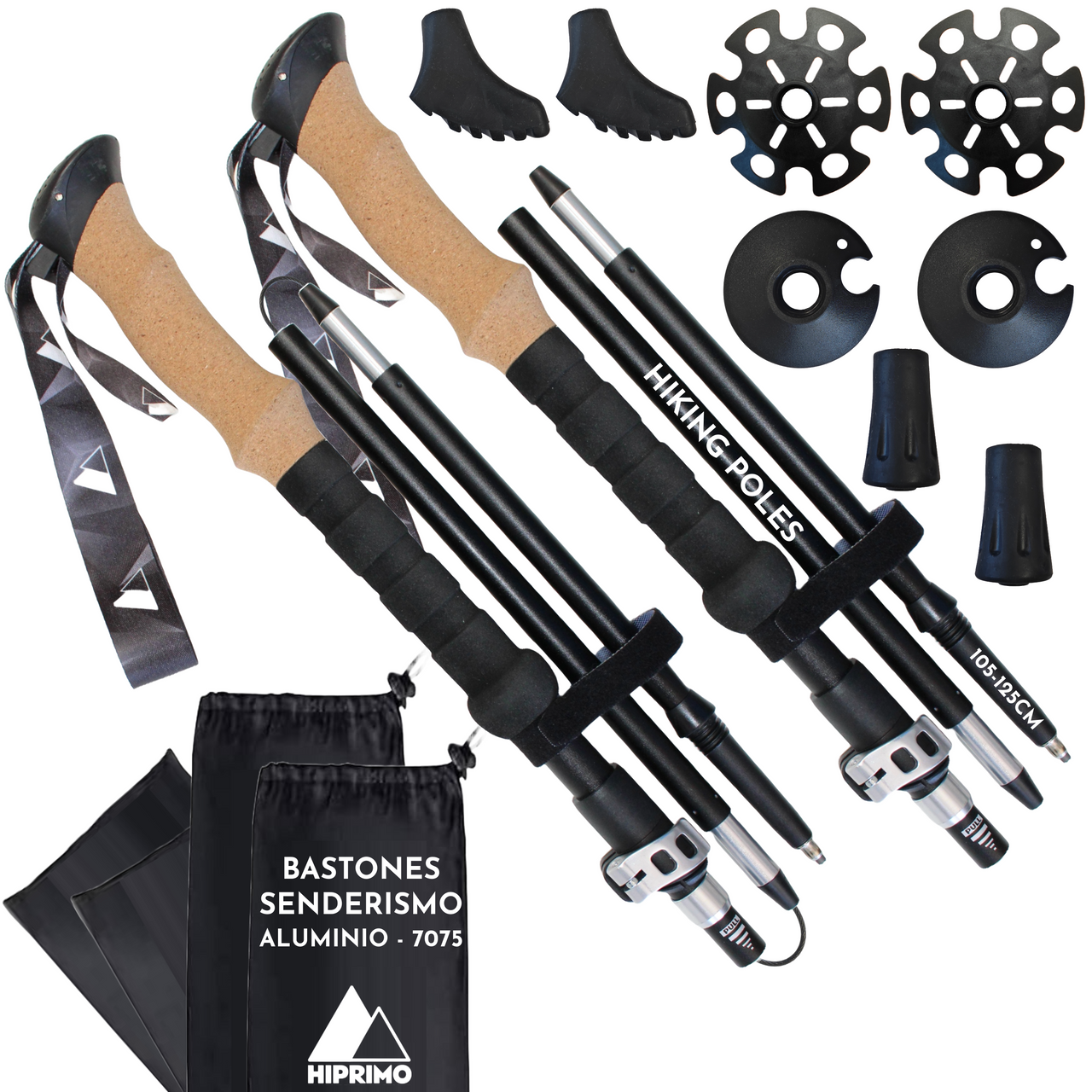 Bastones de Senderismo Agarre de Corcho - Aluminio 7075