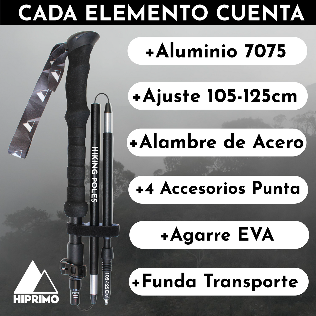 Bastón para Senderismo con Mango EVA - 1 Pza.