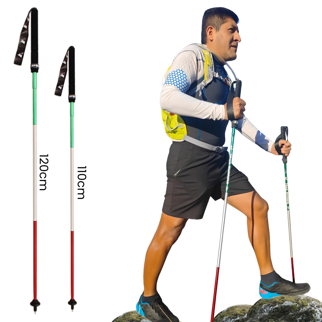 Bastones Trail Running Tricolor Plegables - Aluminio 7075