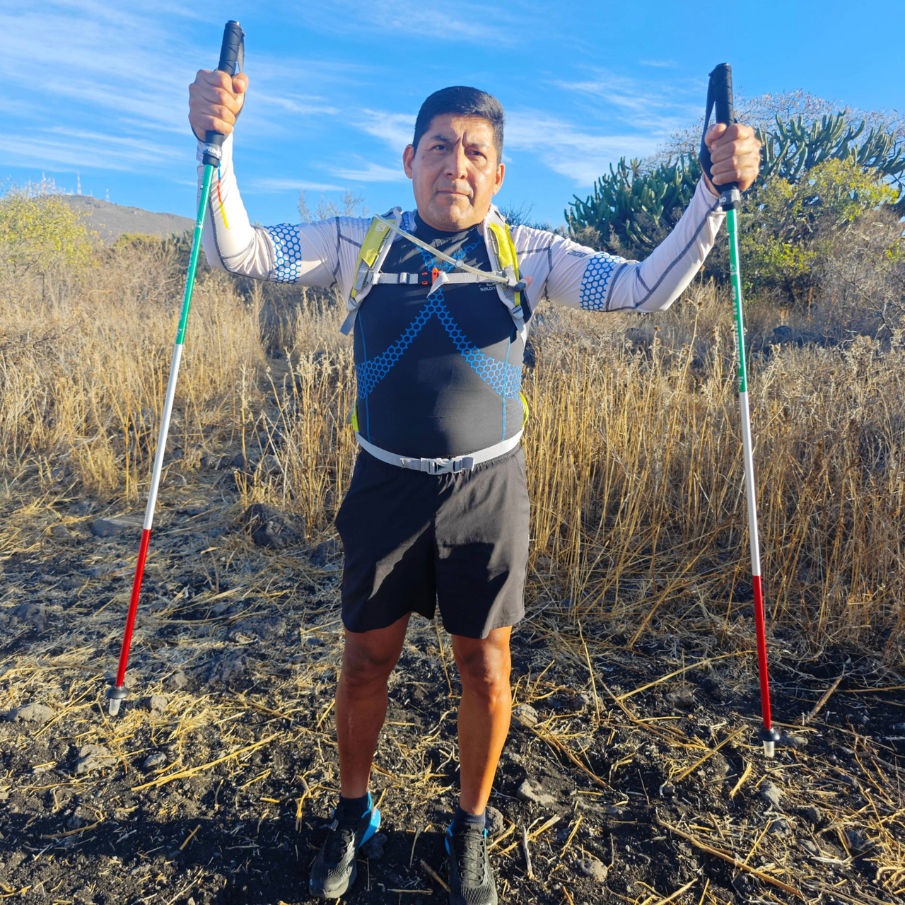 Bastones Trail Running Tricolor Plegables - Aluminio 7075