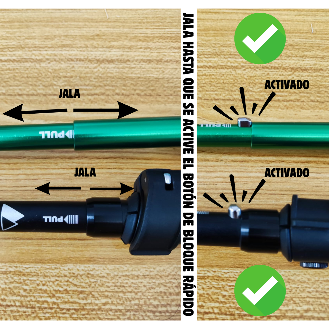 Bastones Trail Running Tricolor Plegables - Aluminio 7075