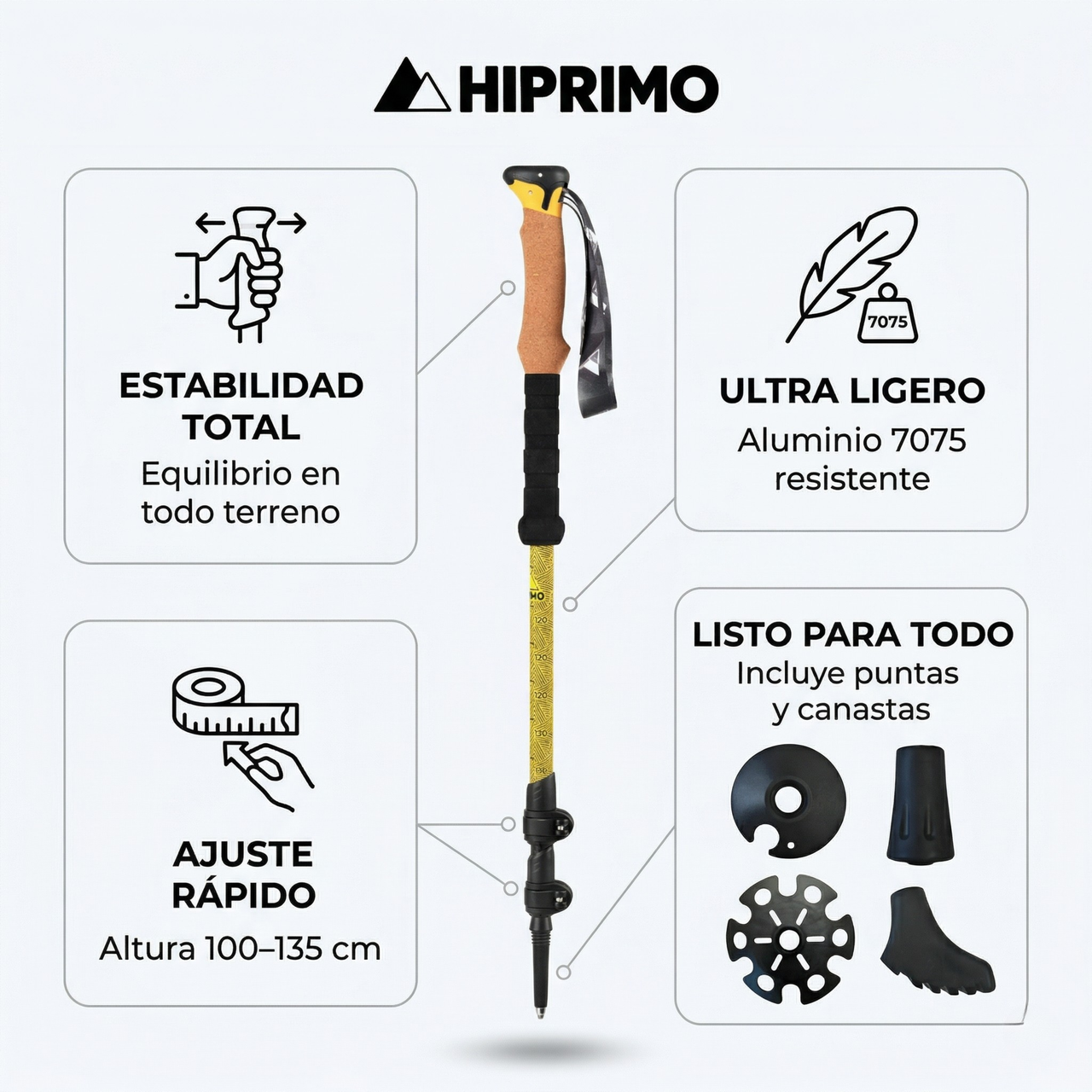 Bastones de Senderismo Telescópico - Aluminio 7075