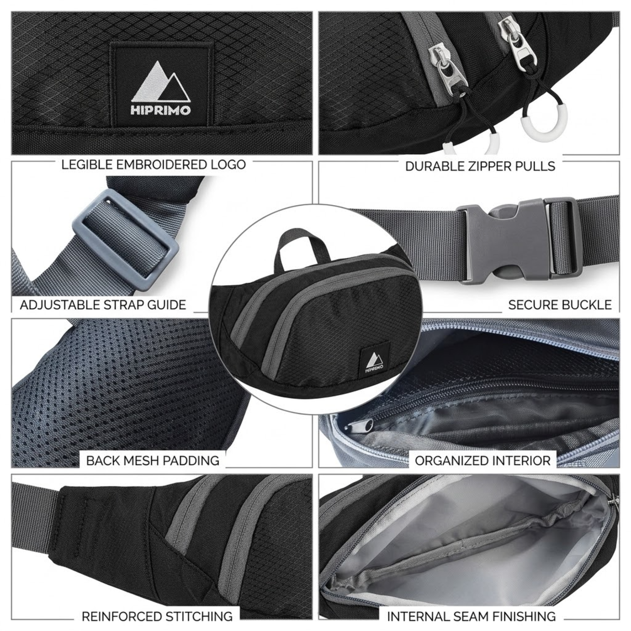 Cangurera Deportiva Hiprimo para Running, Senderismo y Viaje | Riñonera Ajustable con Múltiples Bolsillos