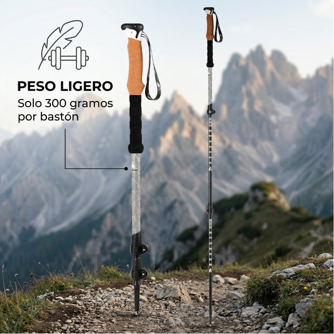 Bastones de Senderismo Telescópico - Aluminio 7075