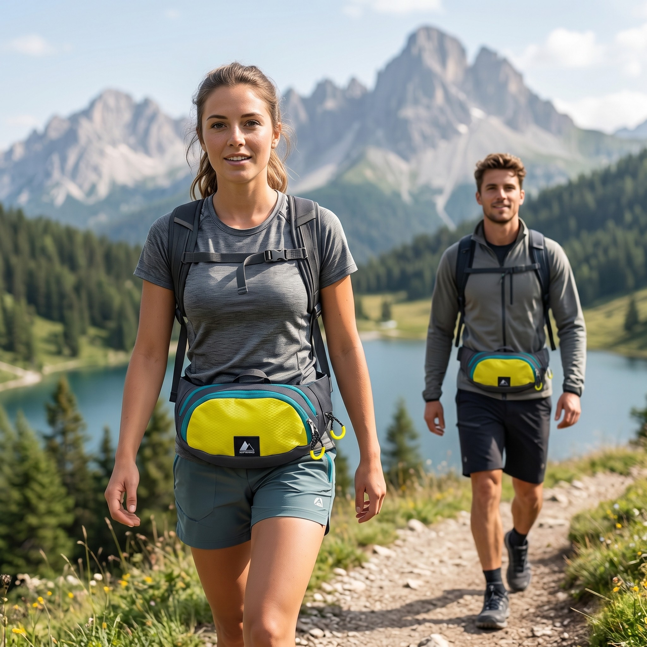 Cangurera Deportiva Hiprimo para Running, Senderismo y Viaje | Riñonera Ajustable con Múltiples Bolsillos