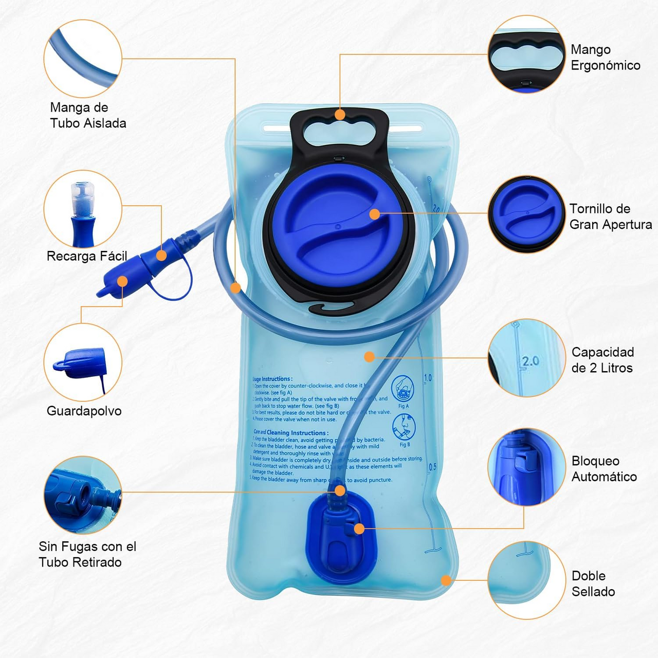 Bolsa de Hidratación para Mochila y Chaleco Deposito Agua 2L y 3L
