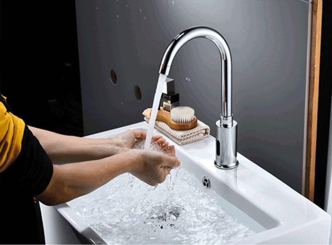Grifo de lavabo automático con mezclador a dos aguas con sensor infrarrojo  incorporado Cabel